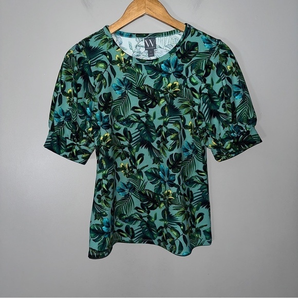 Worthington Tropical Leaf print Tshirt - Picture 1 of 4